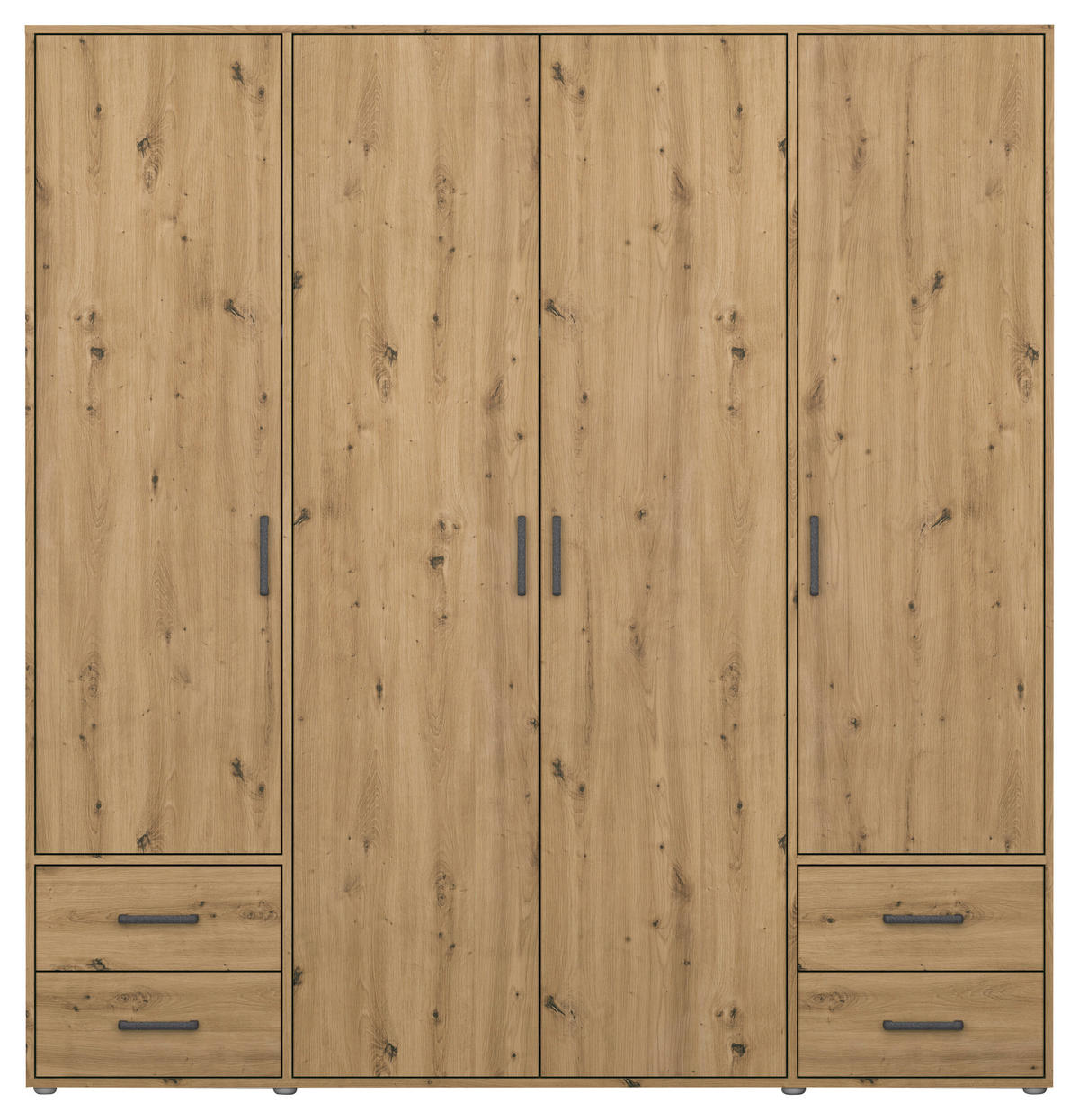 GARDEROB MED GÅNGJÄRN 187/194/53 cm 4-dörrar - ek Artisan/grå, Modern, trämaterial/plast (187/194/53cm) - Rauch Möbel