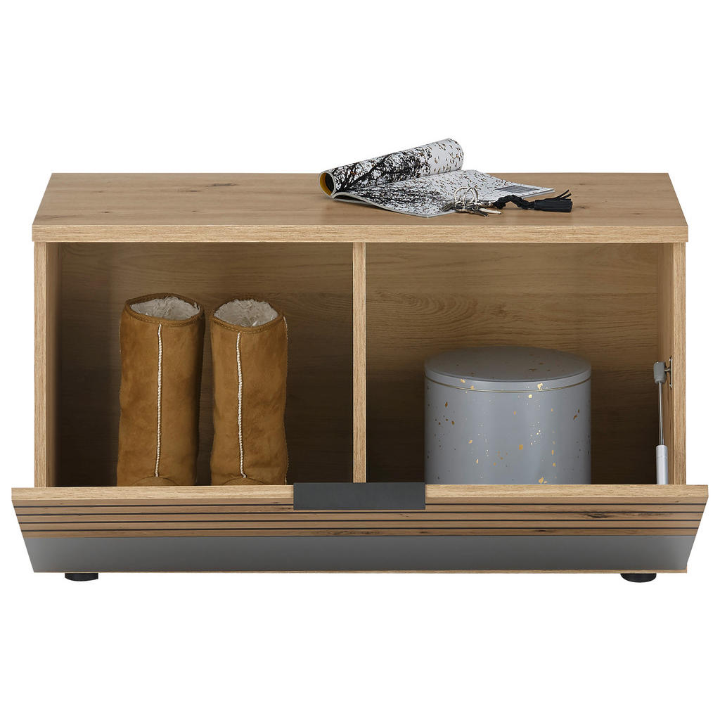 Thumbnail - Mid.you Garderobenbank, Grau, Eiche Artisan, Kunststoff, 85x48x38 cm, Typenauswahl, Garderobe, Garderobenbänke