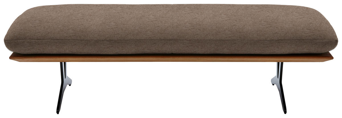 HOCKERBANK in Holz, Textil Hellbraun  - Hellbraun/Schwarz, Design, Holz/Textil (150/43/60cm) - Dieter Knoll