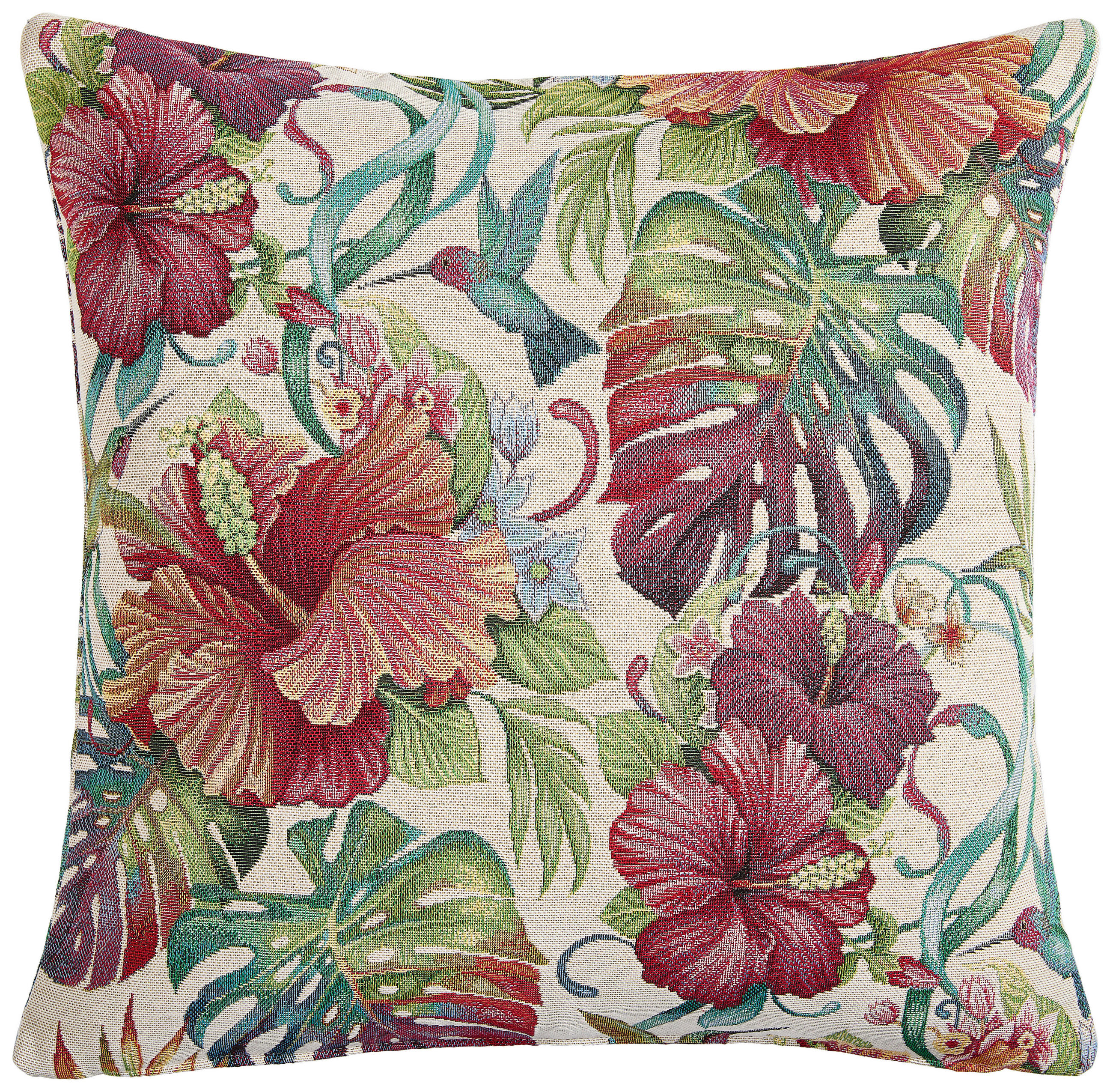 Esposa Kissenbezug Blüten Grün, Rot, Türkis, Beige 45x45 cm