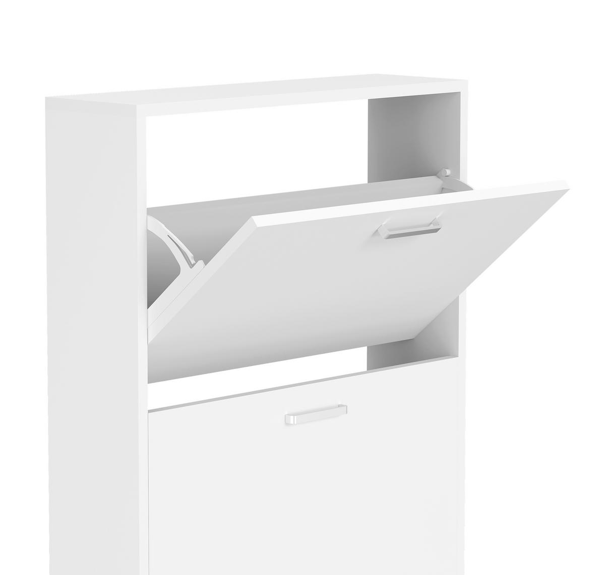 SCHUHSCHRANK Weiß  - Silberfarben/Weiß, Design, Holzwerkstoff/Kunststoff (59/144/17cm) - MID.YOU