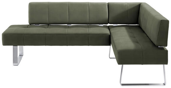 ECKBANK 227/165 cm in Grün, Edelstahlfarben - Edelstahlfarben/Grün, Design, Textil/Metall (227/165cm) - Moderano