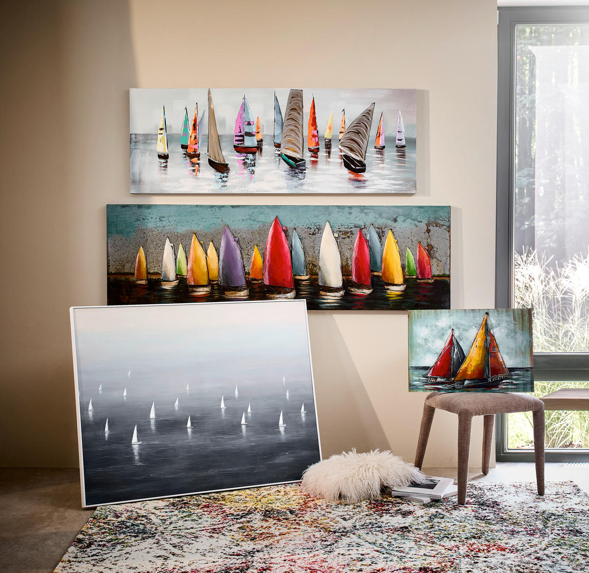 ÖLGEMÄLDE Strand & Meer 120/90 cm  - Blau/Weiß, Trend, Holz/Kunststoff (120/90cm) - Monee
