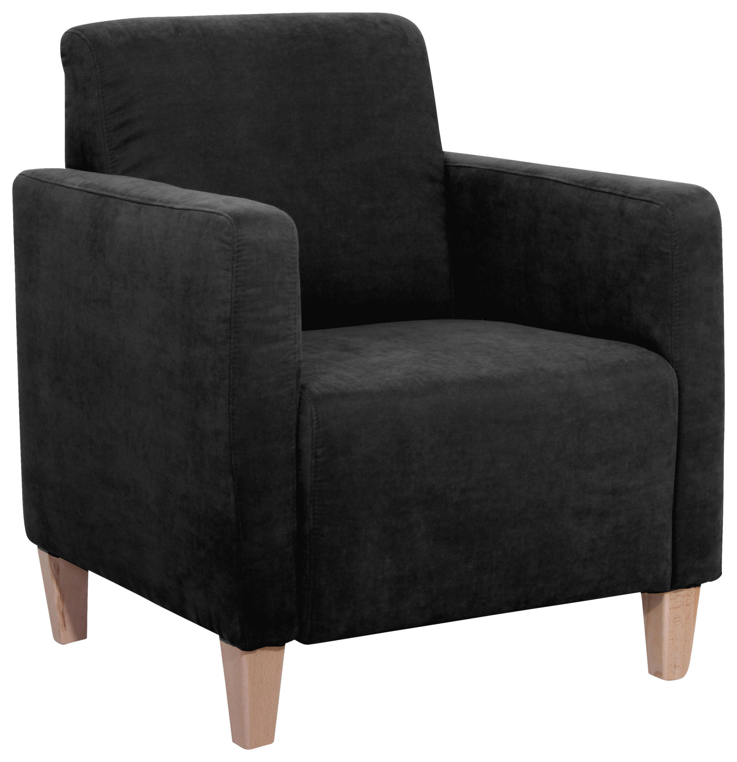 SESSEL Velours Schwarz    - Schwarz/Naturfarben, Design, Holz/Textil (71/81/70cm) - Max Winzer