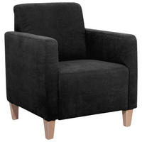 SESSEL in Velours Schwarz  - Schwarz/Naturfarben, Design, Holz/Textil (71/81/70cm) - Max Winzer
