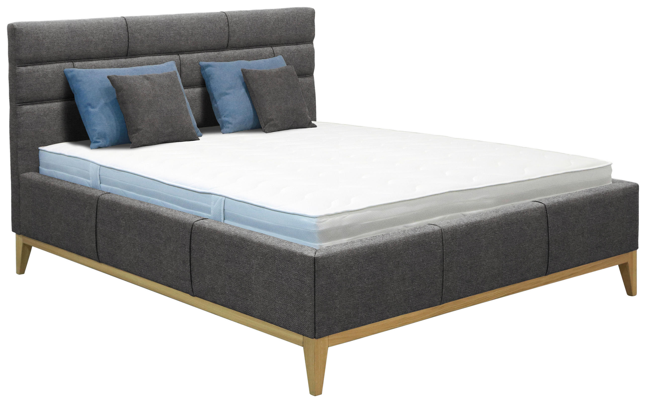 ČALÚNENÁ POSTEĽ, 180/200 cm, sivá - sivá, Basics, drevo/textil (180/200cm) - Welnova