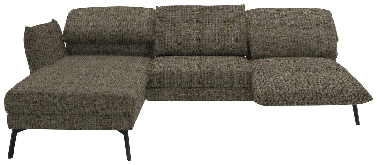 ECKSOFA in Flachgewebe Braun  175/277 cm  - Schwarz/Braun, Design, Textil/Metall (175/277cm) - Schöner Wohnen