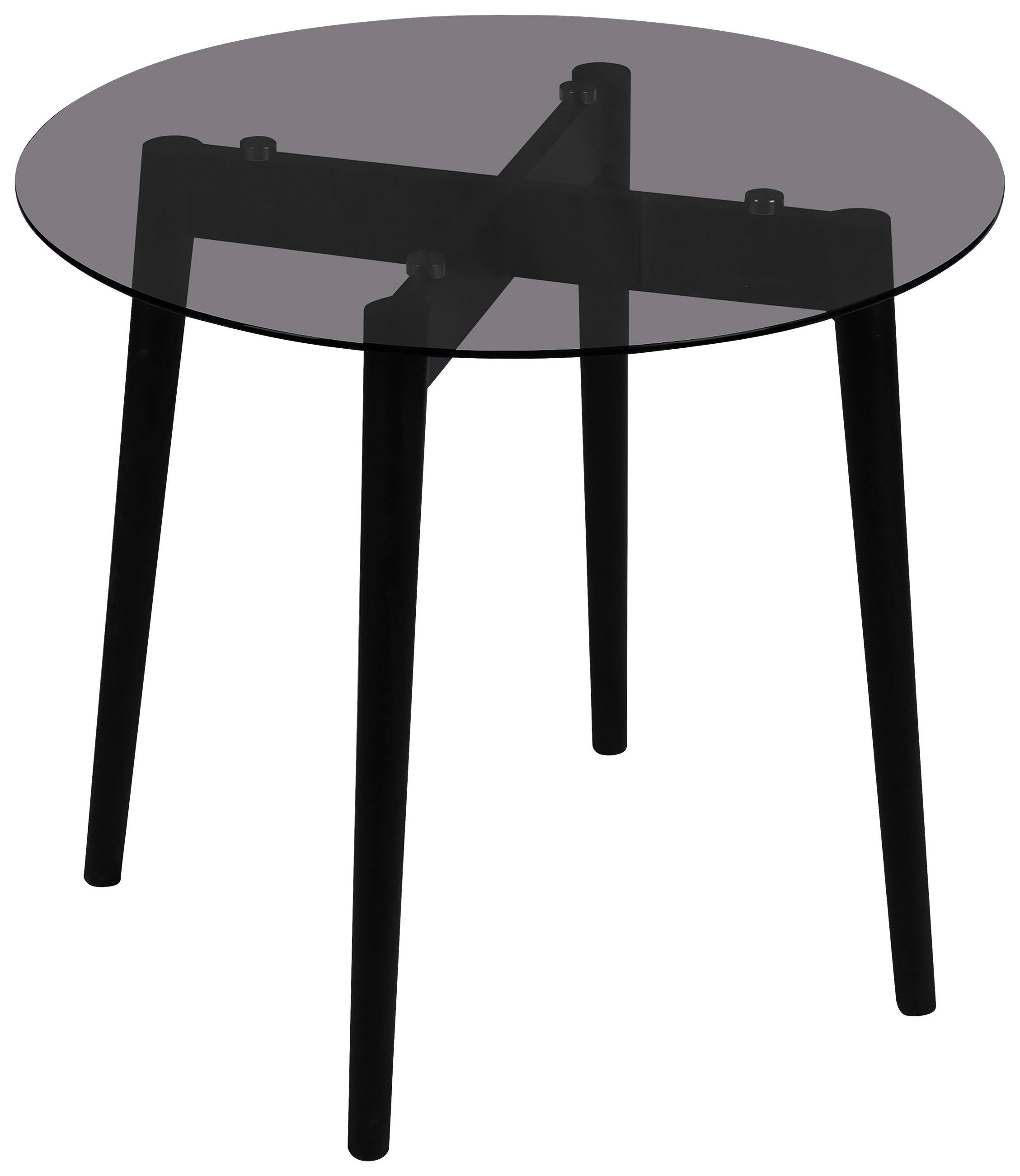BEISTELLTISCH 50/50/45 cm Kautschukholz vollmassiv Grau, Schwarz rund  - Schwarz/Grau, Trend, Glas/Holz (50/50/45cm) - Carryhome