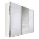 SCHWEBETÜRENSCHRANK in Grau, Weiß  - Alufarben/Weiß, Design, Glas/Holzwerkstoff (300/236/68cm) - Hom`in