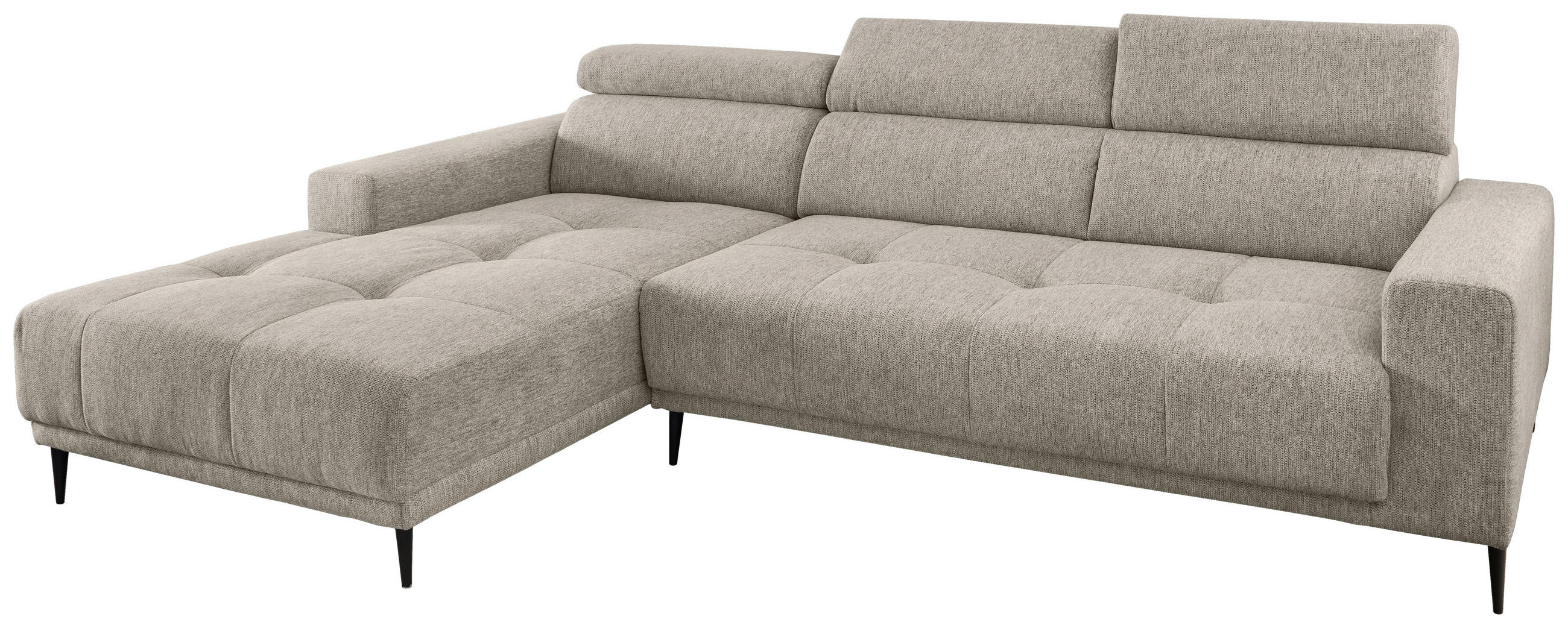 ECKSOFA Beige Chenille  - Beige/Schwarz, KONVENTIONELL, Textil/Metall (188/276cm) - Livetastic