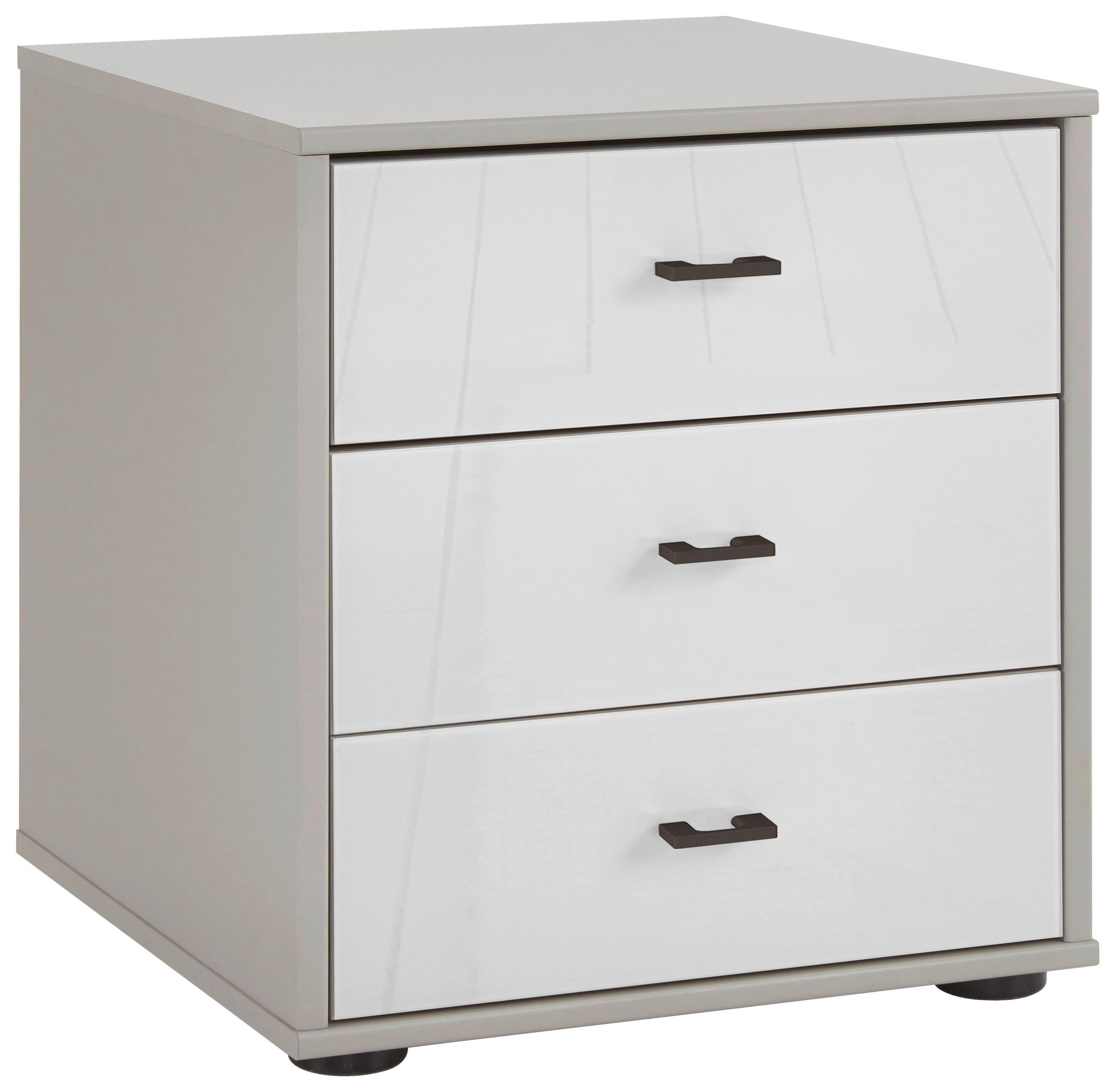 NACHTSCHRANK 60/64/43 cm  - Schieferfarben/Weiß, KONVENTIONELL, Glas/Holzwerkstoff (60/64/43cm) - Novel
