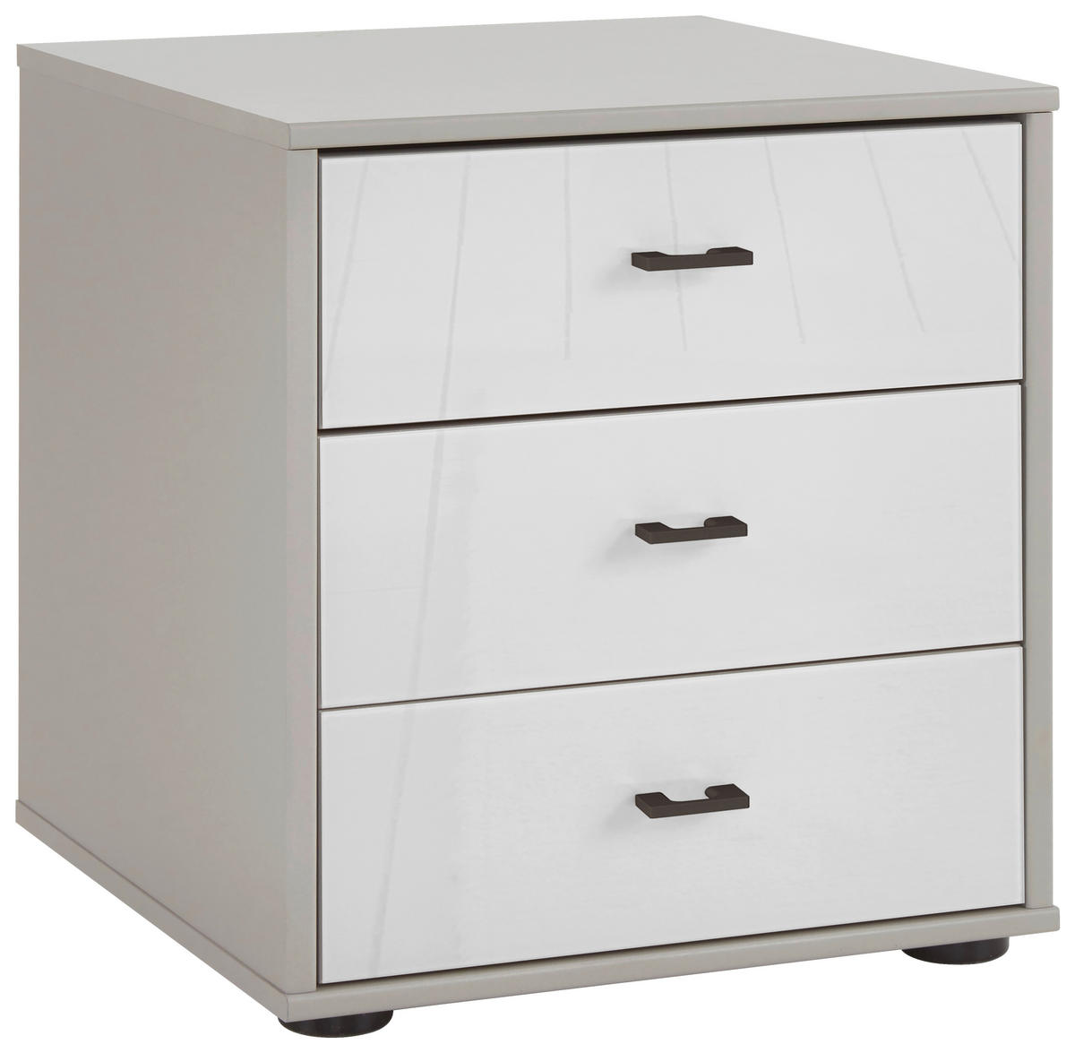 NACHTKÄSTCHEN 60/64/43 cm  in Grau, Weiß  - Schieferfarben/Weiß, KONVENTIONELL, Glas/Holzwerkstoff (60/64/43cm) - Novel