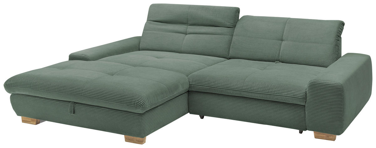 ECKSOFA Olivgrün Cord  - Eichefarben/Olivgrün, Design, Holz/Textil (198/276cm) - SetOne by Musterring