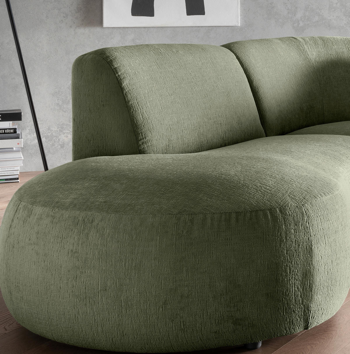 ECKSOFA in Mikrofaser Grün  - Schwarz/Grün, Modern, Kunststoff/Textil (182/276cm) - Livetastic