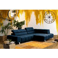 ECKSOFA in Webstoff Blau  - Blau/Dunkelgrau, Design, Textil/Metall (295/201cm) - Hom`in