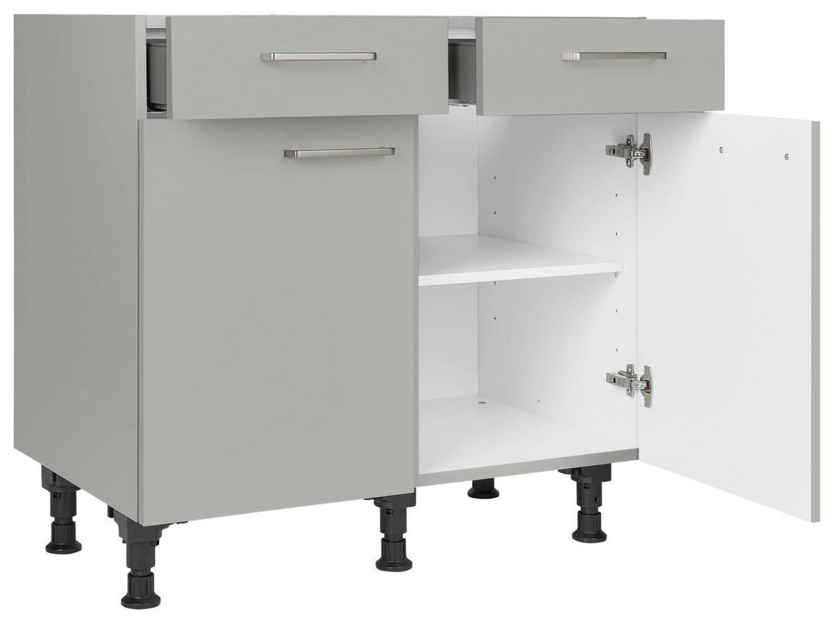 SCHUBKASTENUNTERSCHRANK 90/87/56 cm  in Grau  - Edelstahlfarben/Grau, MODERN, Holzwerkstoff/Metall (90/87/56cm) - Nobilia