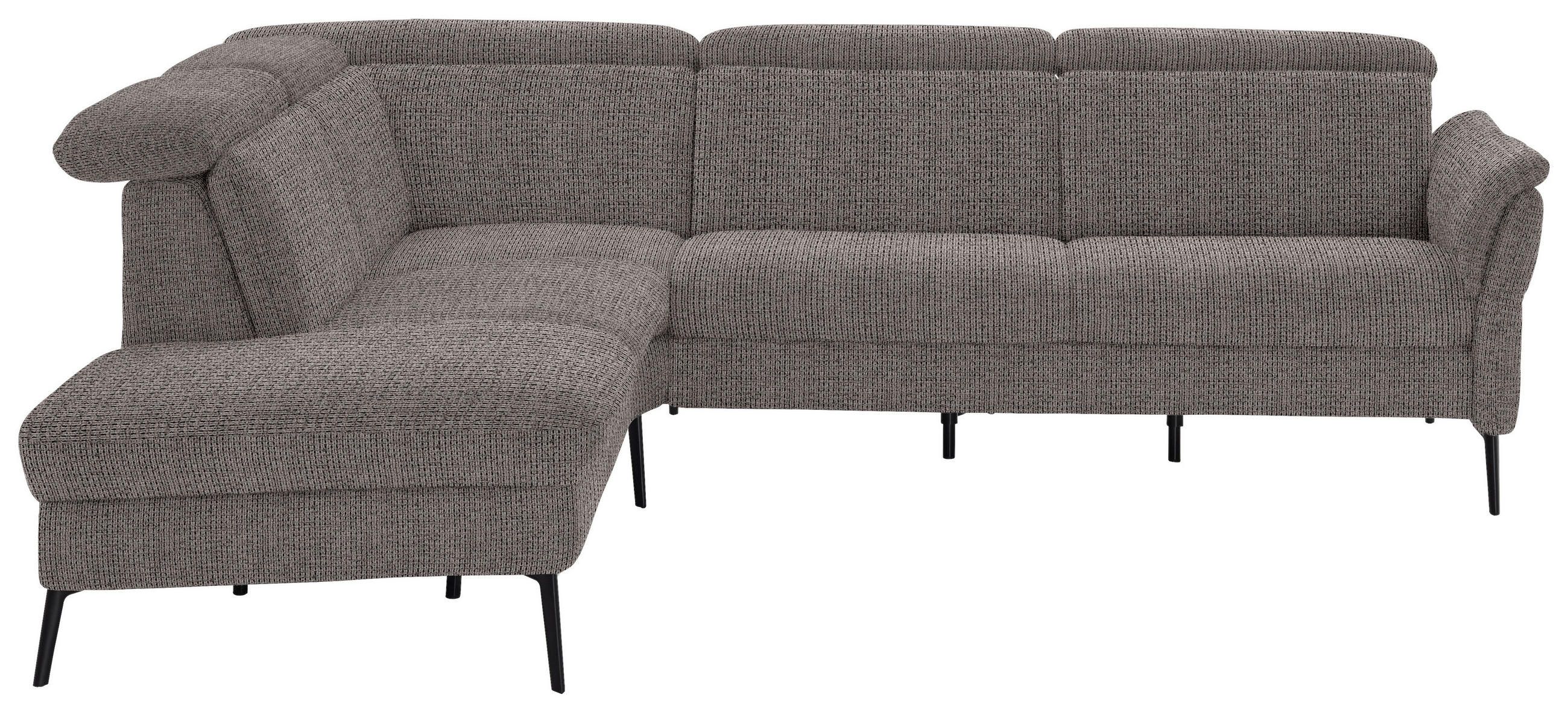 ECKSOFA in Struktur Dunkelgrau  - Dunkelgrau/Schwarz, Modern, Textil/Metall (235/275cm) - Cantus
