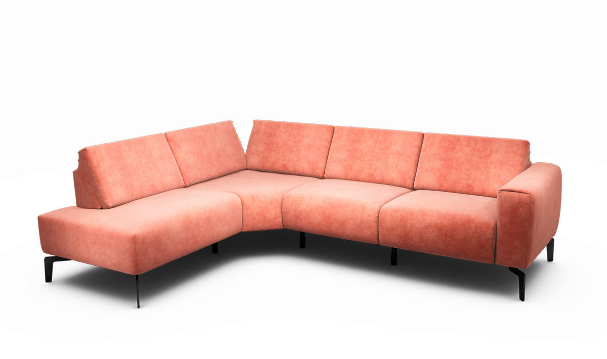 ECKSOFA Cosy Rosa Samt  - Schwarz/Rosa, Design, Textil/Metall (193/256cm) - SENSOO