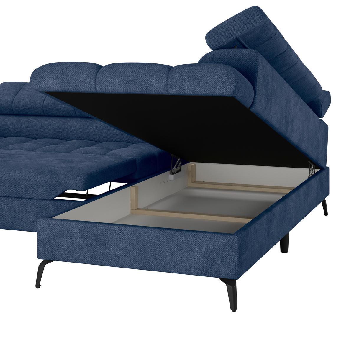 ECKSOFA in Blau  - Blau/Schwarz, Trend, Kunststoff/Textil (261/203cm) - Livetastic