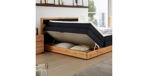 BOXSPRINGBETT 180/200 cm in Eichefarben, Dunkelblau - Eichefarben/Schwarz, KONVENTIONELL, Holz/Holzwerkstoff (180/200cm) - Valnatura