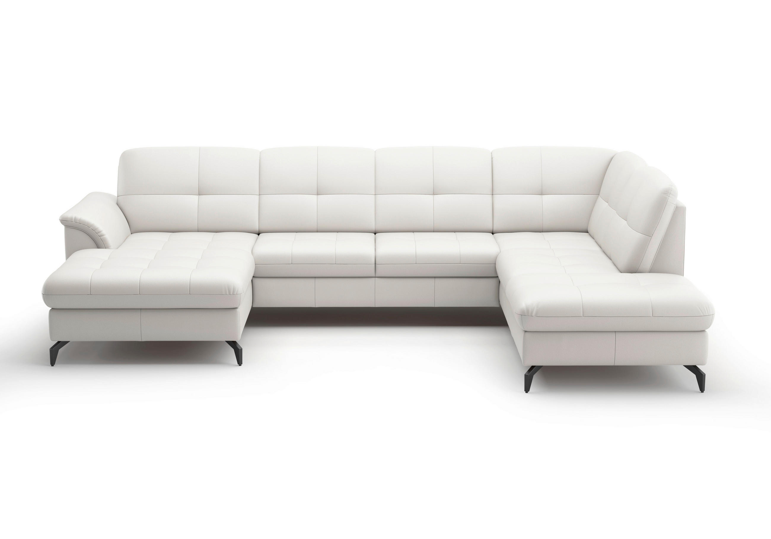 WOHNLANDSCHAFT Weiß Kombination Echtleder/Stoff Vliesstoff - Schwarz/Weiß, MODERN, Leder/Textil (164/319/212cm) - Sit & More