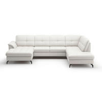 WOHNLANDSCHAFT Weiß Kombination Echtleder/Stoff Vliesstoff  - Schwarz/Weiß, MODERN, Leder/Textil (164/319/212cm) - Sit & More
