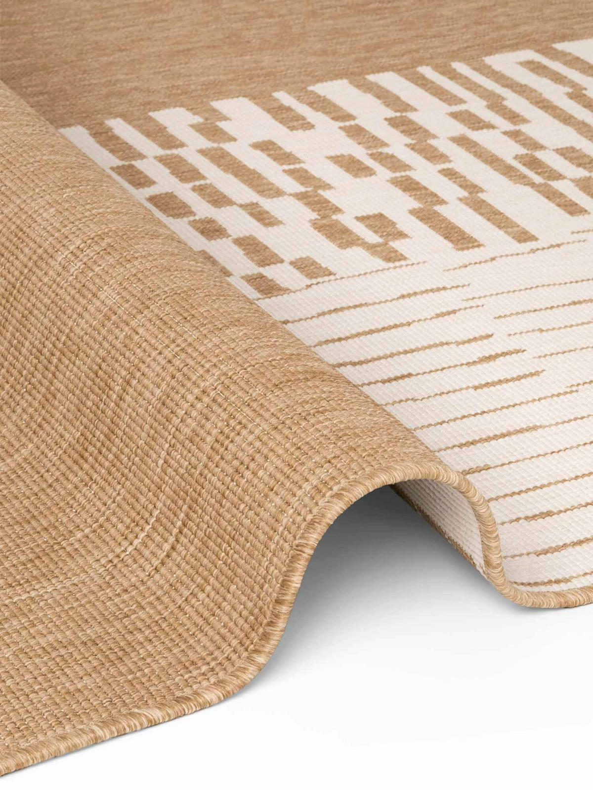 FLACHWEBETEPPICH 200/300 cm Haringey Weiß, Sandfarben rechteckig  - Sandfarben/Weiß, Design, Kunststoff (200/300cm)