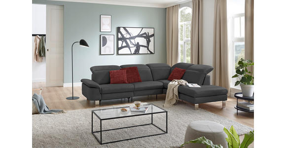 ECKSOFA in Echtleder Grau  - Edelstahlfarben/Grau, Design, Leder/Metall (309/233cm) - Dieter Knoll