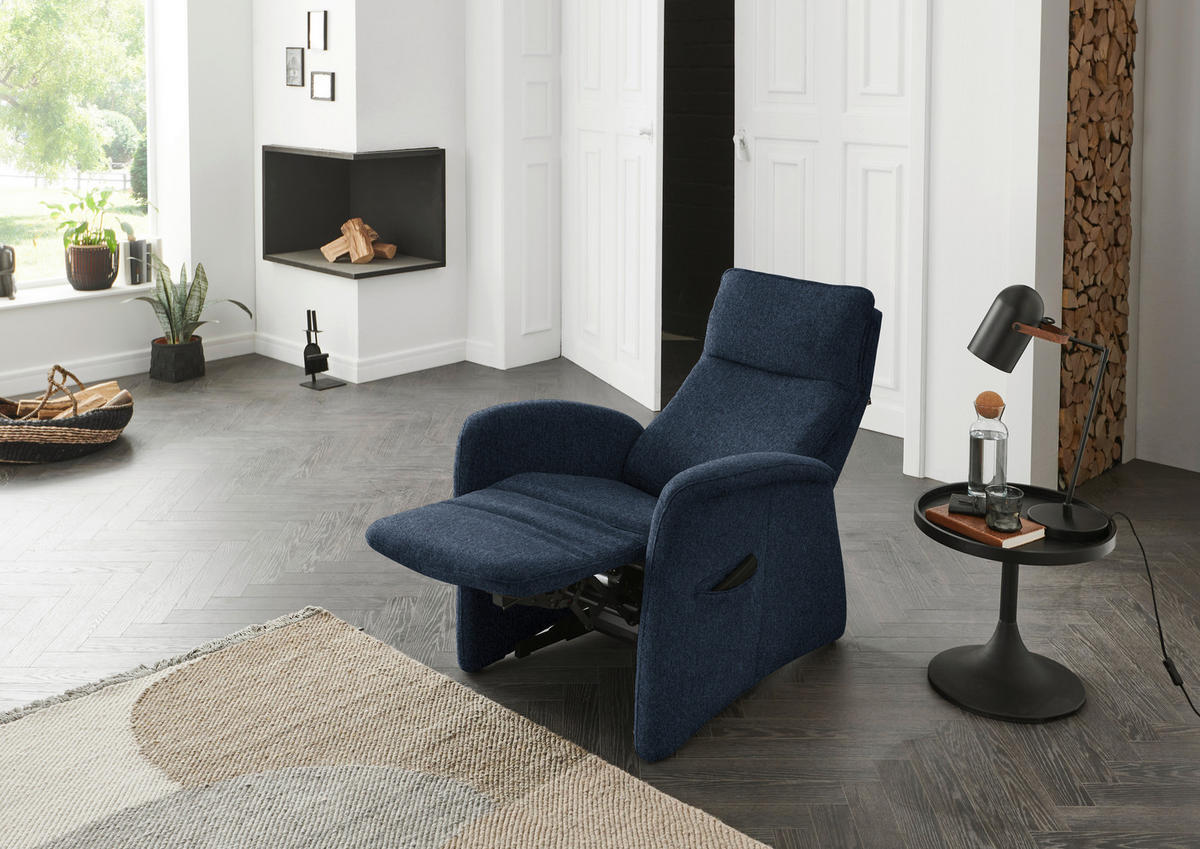 FERNSEHSESSEL in Chenille Blau  - Blau, Konventionell, Kunststoff/Textil (79-83/108/87cm) - Valdera