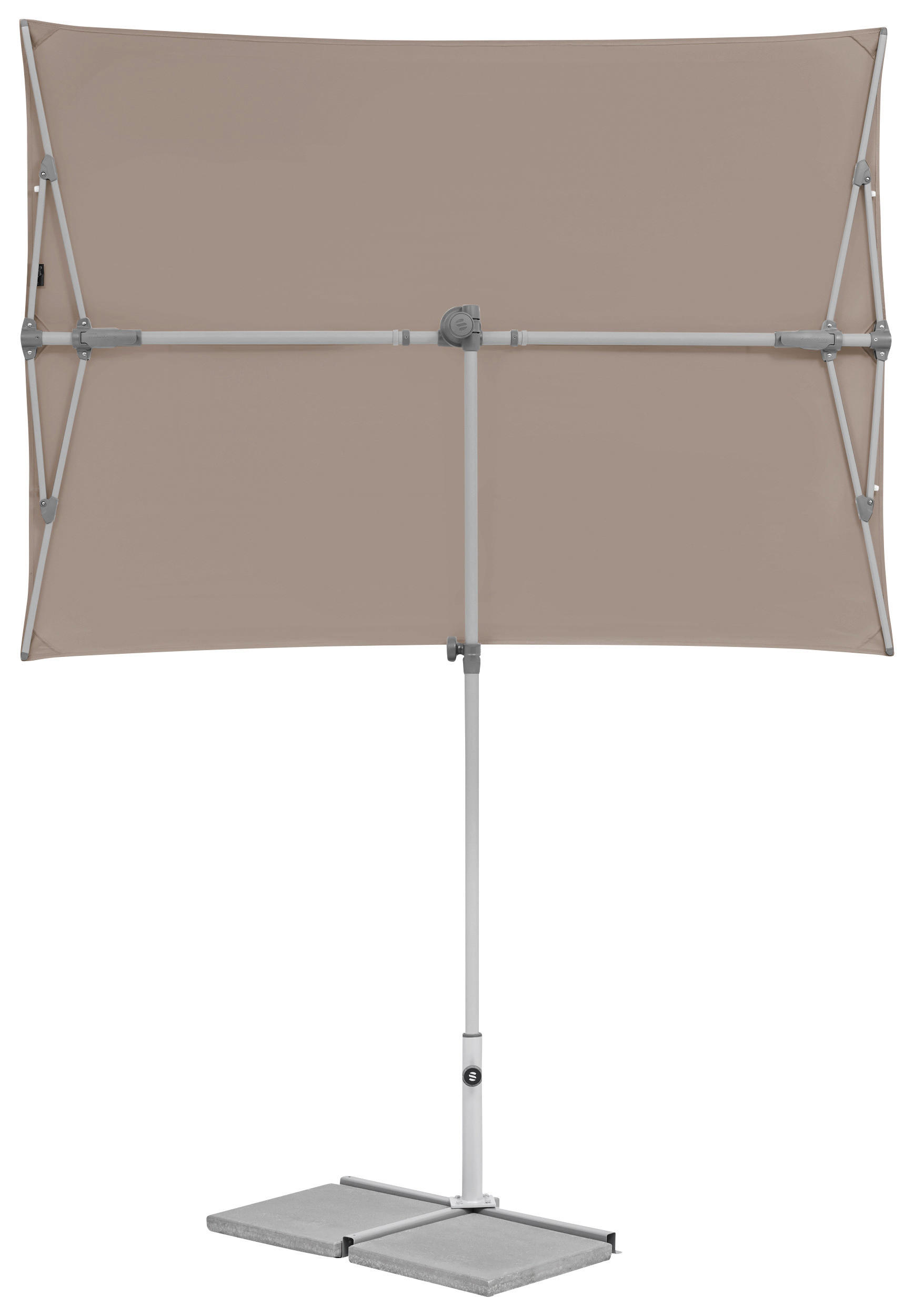 SONNENSCHIRM  - Platinfarben/Taupe, KONVENTIONELL, Metall (195/140cm) - Suncomfort by Glatz