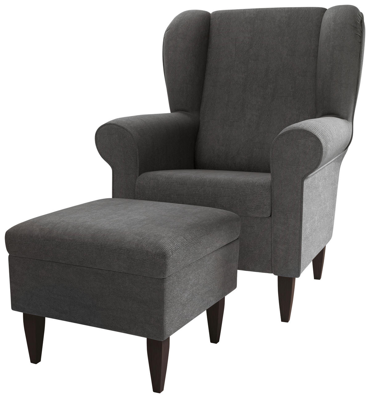 SESSELSET Chenille Dunkelgrau  - Wengefarben/Dunkelgrau, Konventionell, Holz/Textil (80/102/86cm) - Livetastic