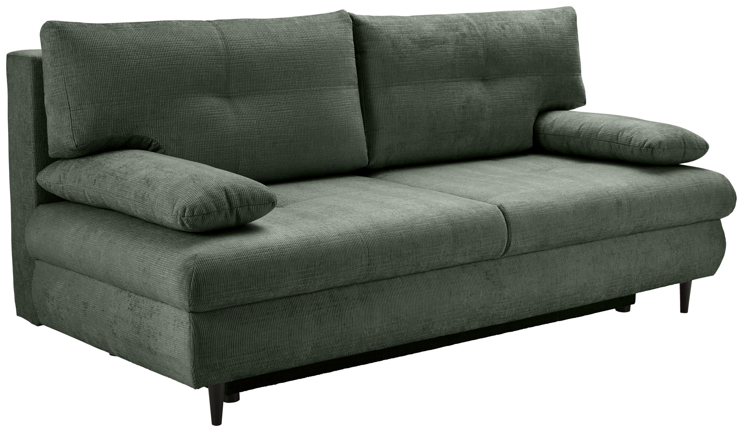 SCHLAFSOFA Chenille Dunkelgrün  - Dunkelgrün/Schwarz, KONVENTIONELL, Holz/Textil (212/97/105cm) - Carryhome