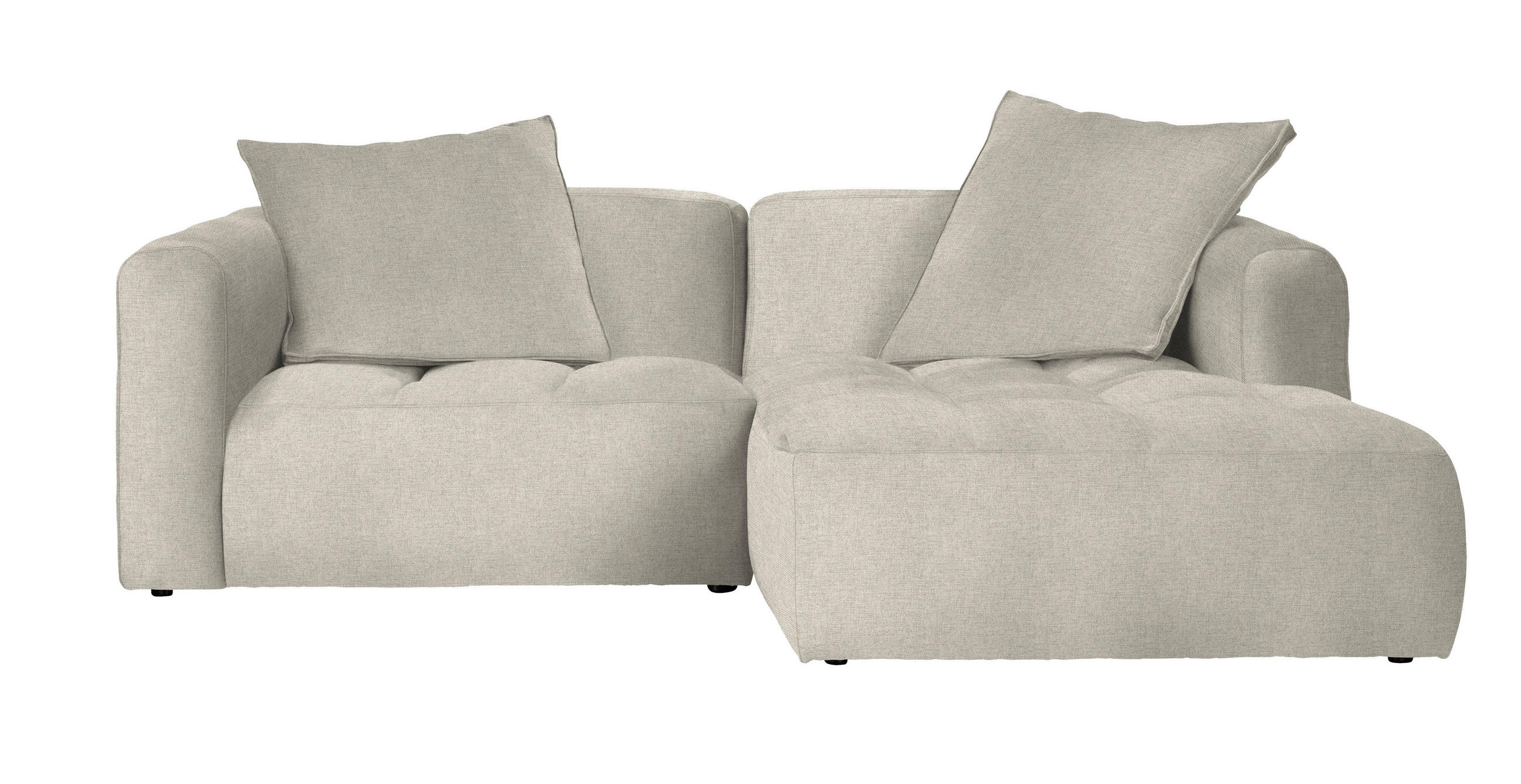 ECKSOFA Beige Flachgewebe  - Beige/Schwarz, LIFESTYLE, Kunststoff/Textil (240/173cm) - Stylife