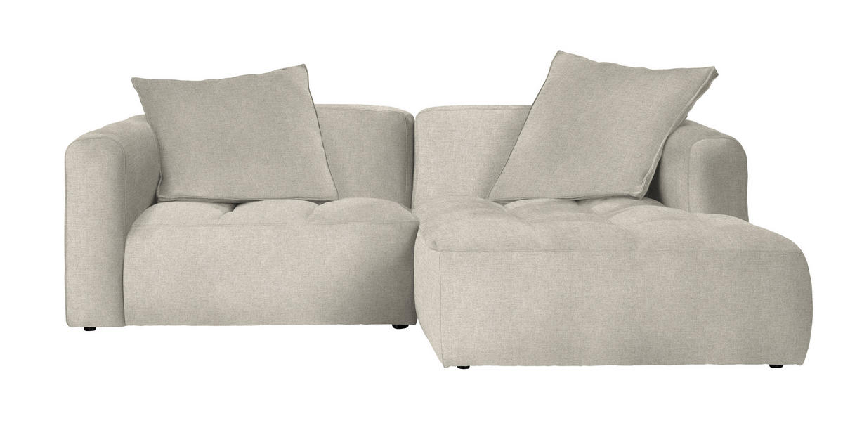 ECKSOFA in Flachgewebe Beige  - Beige/Schwarz, Lifestyle, Kunststoff/Textil (240/173cm) - Stylife