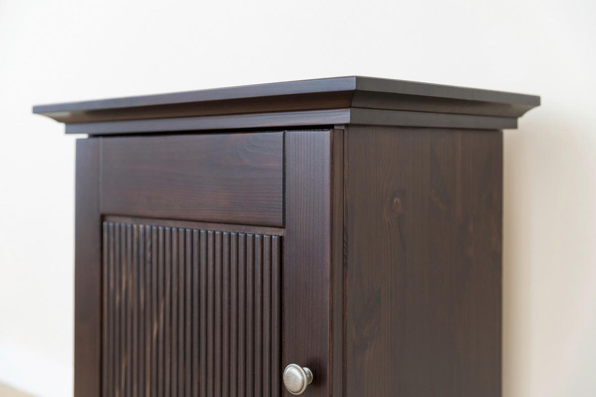 NACHTSCHRANK 54/61/36 cm Kiefer massiv  - Dunkelbraun/Silberfarben, KONVENTIONELL, Holz/Metall (54/61/36cm) - Linea Natura