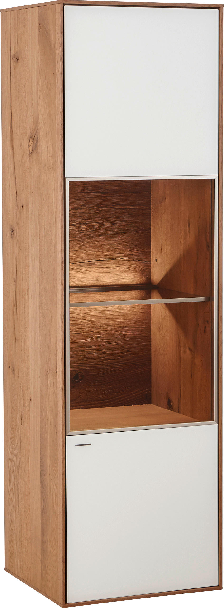 HÄNGEELEMENT Lago Kerneiche vollmassiv Weiß, Eichefarben  - Eichefarben/Weiß, Design, Glas/Holz (40,5/136,5/39cm) - Valnatura