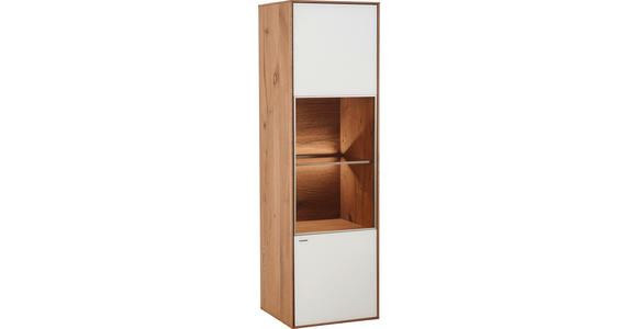 HÄNGEELEMENT Kerneiche vollmassiv Weiß, Eichefarben - Eichefarben/Weiß, Design, Glas/Holz (40,5/136,5/39cm) - Valnatura