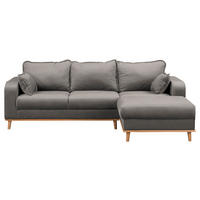 ECKSOFA Mikrofaser Grau  - Wengefarben/Grau, Design, Holz/Textil (230/150cm) - Livetastic