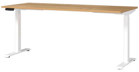 SCHREIBTISCH 180/80/72-118 cm in Weiß, Eichefarben - Eichefarben/Weiß, MODERN, Holzwerkstoff/Metall (180/80/72-118cm) - Novel