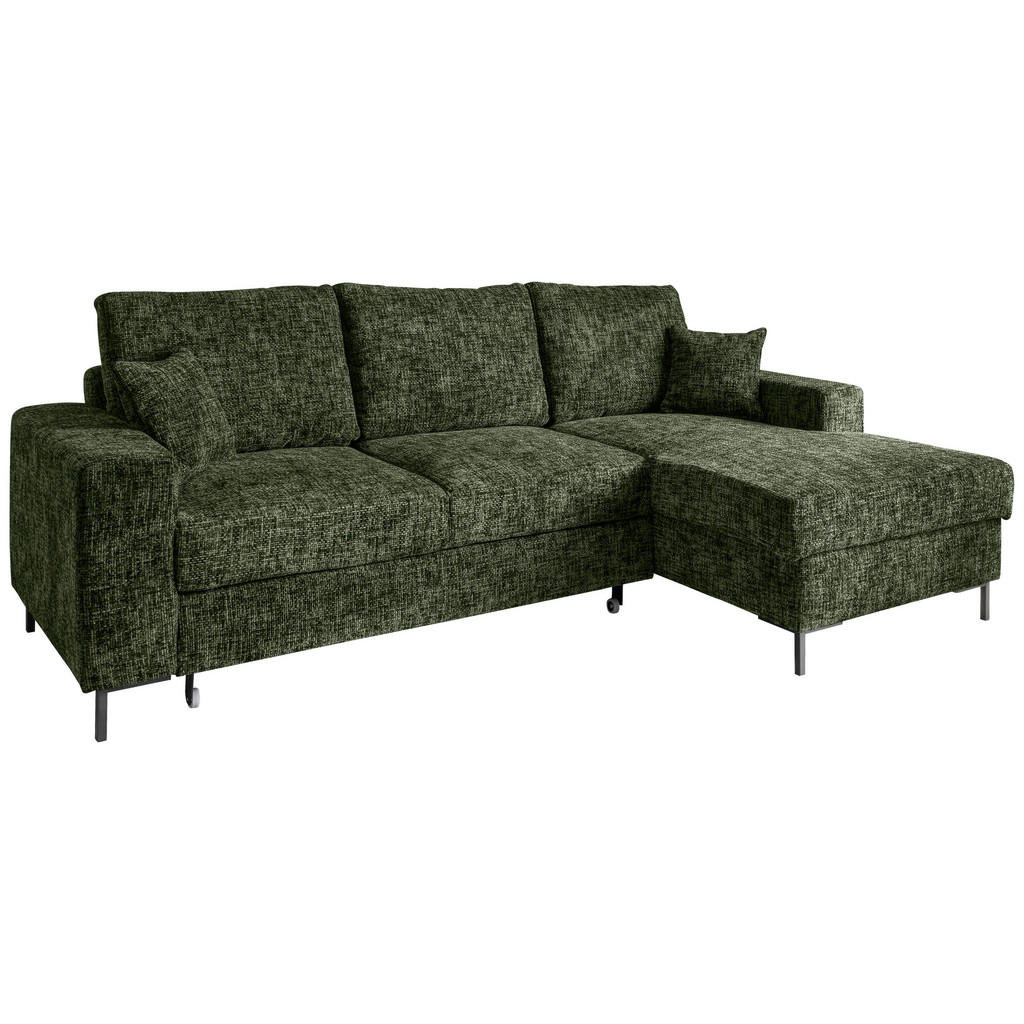 Thumbnail - Livetastic Eckschlafsofa, Dunkelgrün, Textil, Uni, 4-Sitzer, Füllung: Schaumstoff, 237x143 cm, Made in EU, Rücken echt, ...