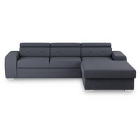 ECKSCHLAFSOFA in Blau, Grau Textil   - Blau/Silberfarben, Design, Textil (296/195cm) - MID.YOU