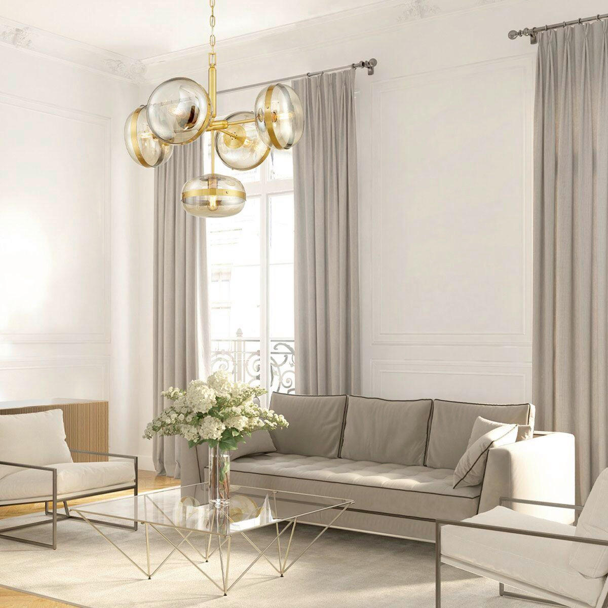 PENDELLEUCHTE 71/68,5 cm  - Messingfarben, KONVENTIONELL, Glas/Metall (71/68,5cm) - Elstead Lighting