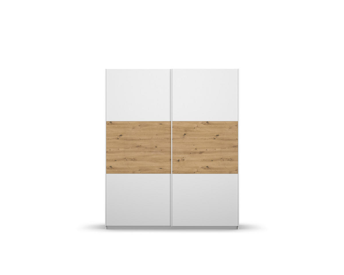SCHWEBETÜRENSCHRANK  in Weiß, Eiche Artisan  - Weiß/Eiche Artisan, MODERN, Holzwerkstoff/Metall (175/210/54cm) - Rauch Möbel