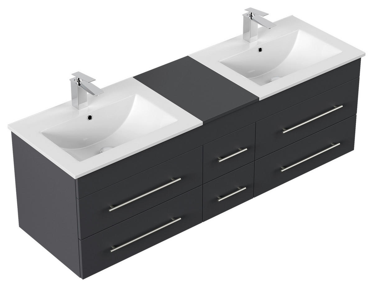 WASCHTISCHKOMBI 153 cm  - Graphitfarben/Weiß, Basics, Keramik/Holzwerkstoff (153cm) - MID.YOU