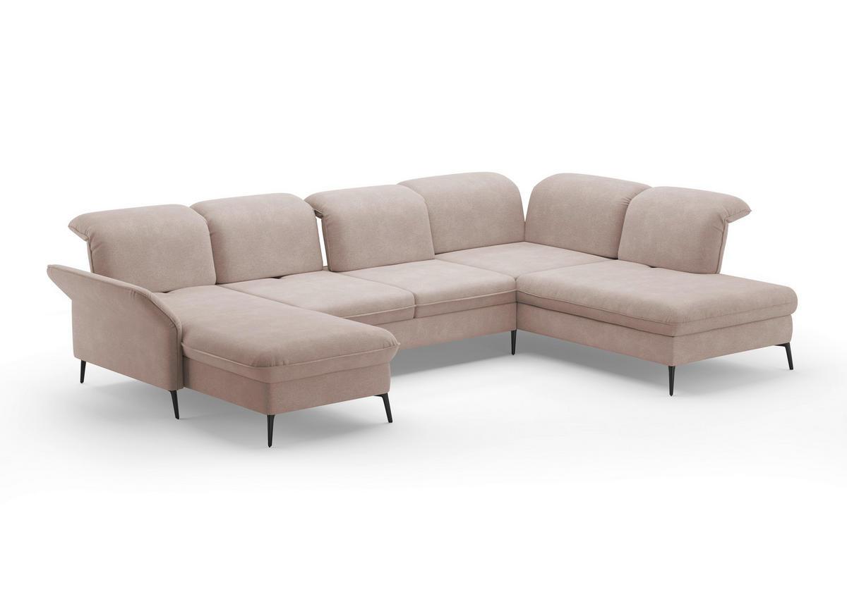 WOHNLANDSCHAFT in Flachgewebe Greige  - Greige/Schwarz, Konventionell, Textil/Metall (198/359/231cm) - Sit & More