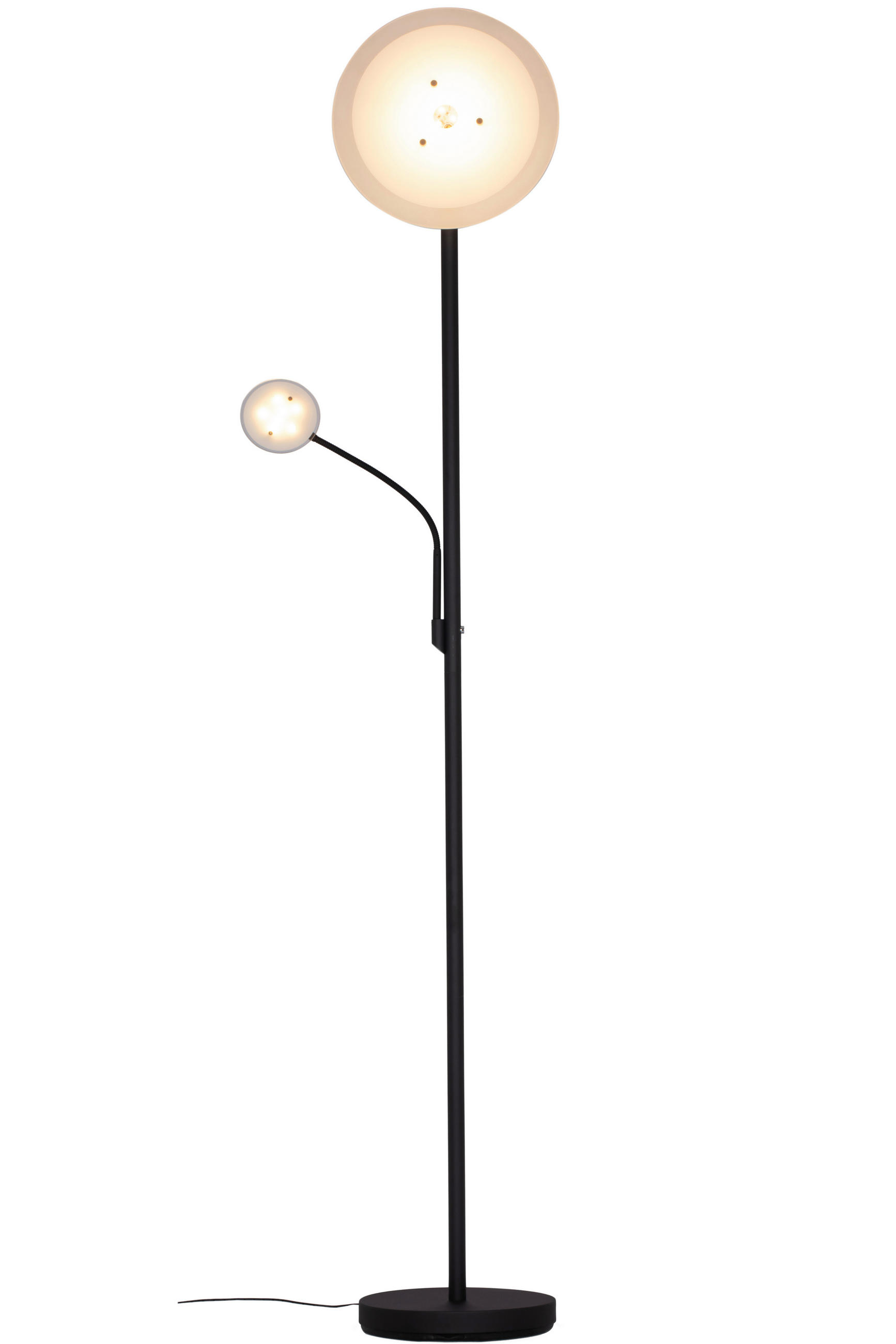 LED-STEHLEUCHTE Padua 32/180 cm  - Opal/Schwarz, KONVENTIONELL, Glas/Kunststoff (32/180cm) - Novel