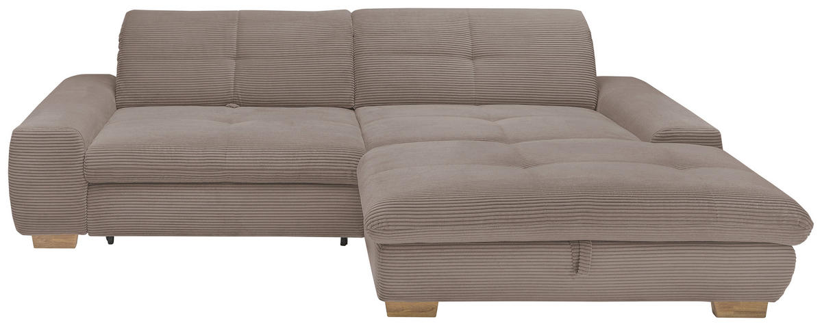 ECKSOFA Greige Cord  - Greige/Eichefarben, Design, Holz/Textil (276/198cm) - SetOne by Musterring