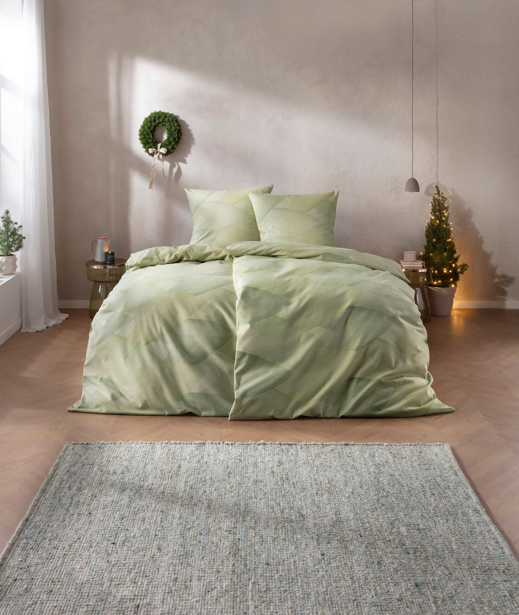 Thumbnail - Estella Bettwäsche Atelier, Grün, Textil, Graphik, 155x200 cm, Textiles Vertrauen - Oeko-Tex®, hautfreundlich, Schlaftex...