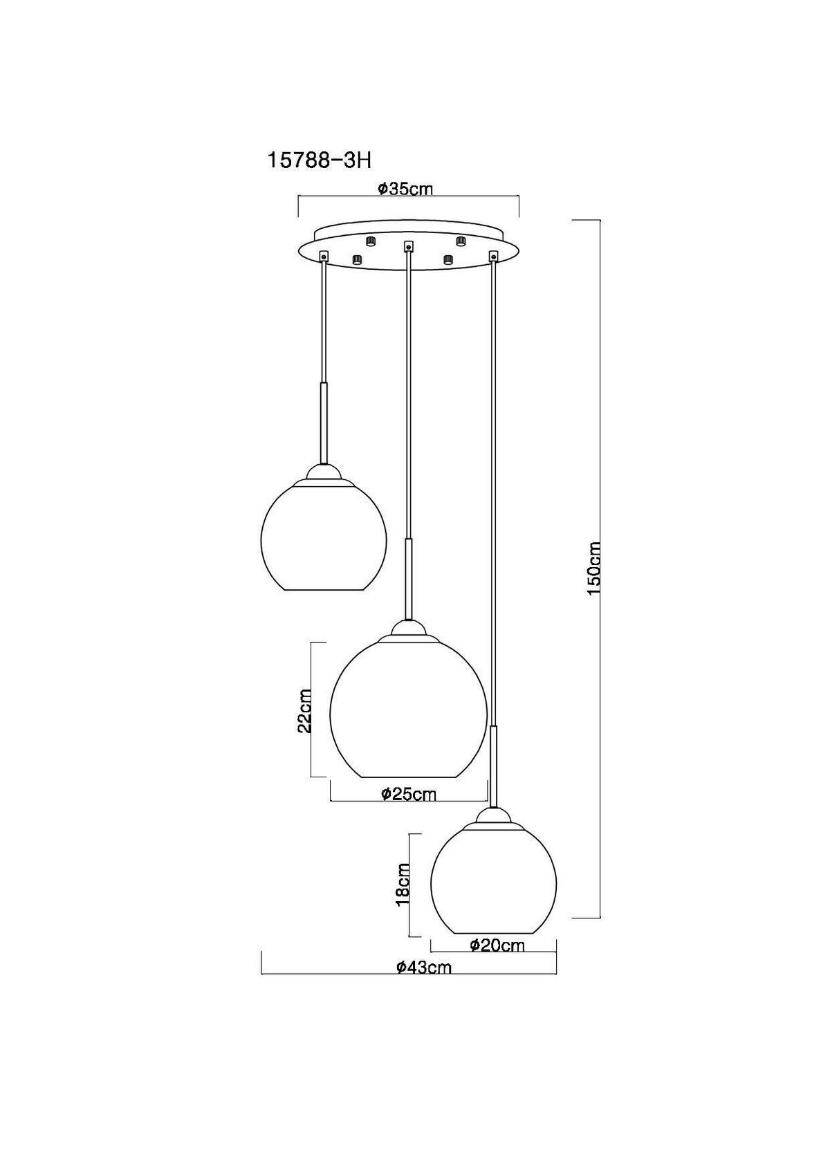 HÄNGLAMPA 43/150 cm  - mässingsfärgad, Design, metall/glas (43/150cm) - Globo