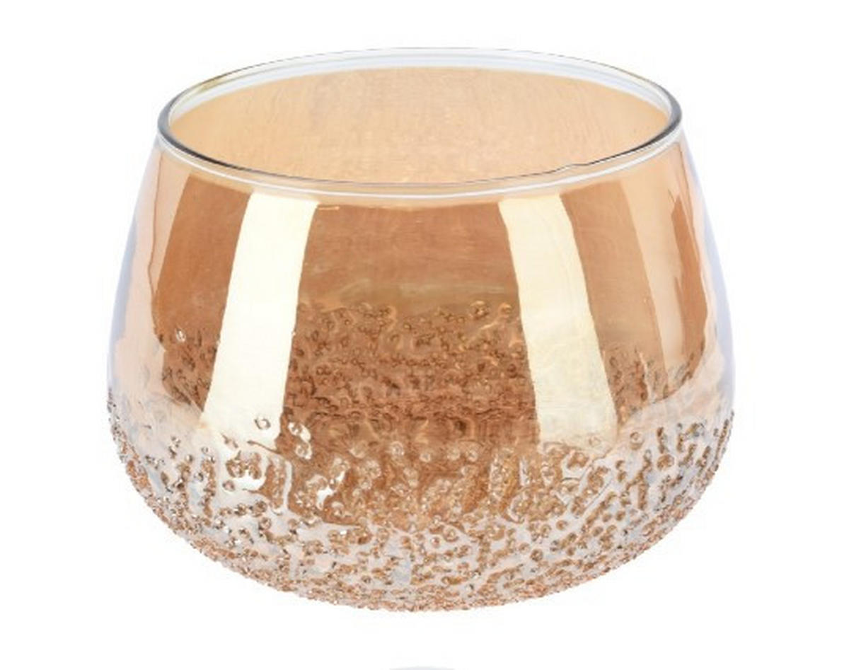 VÄRMELJUSHÅLLARE  - guldfärgad, Basics, glas (16/12cm)